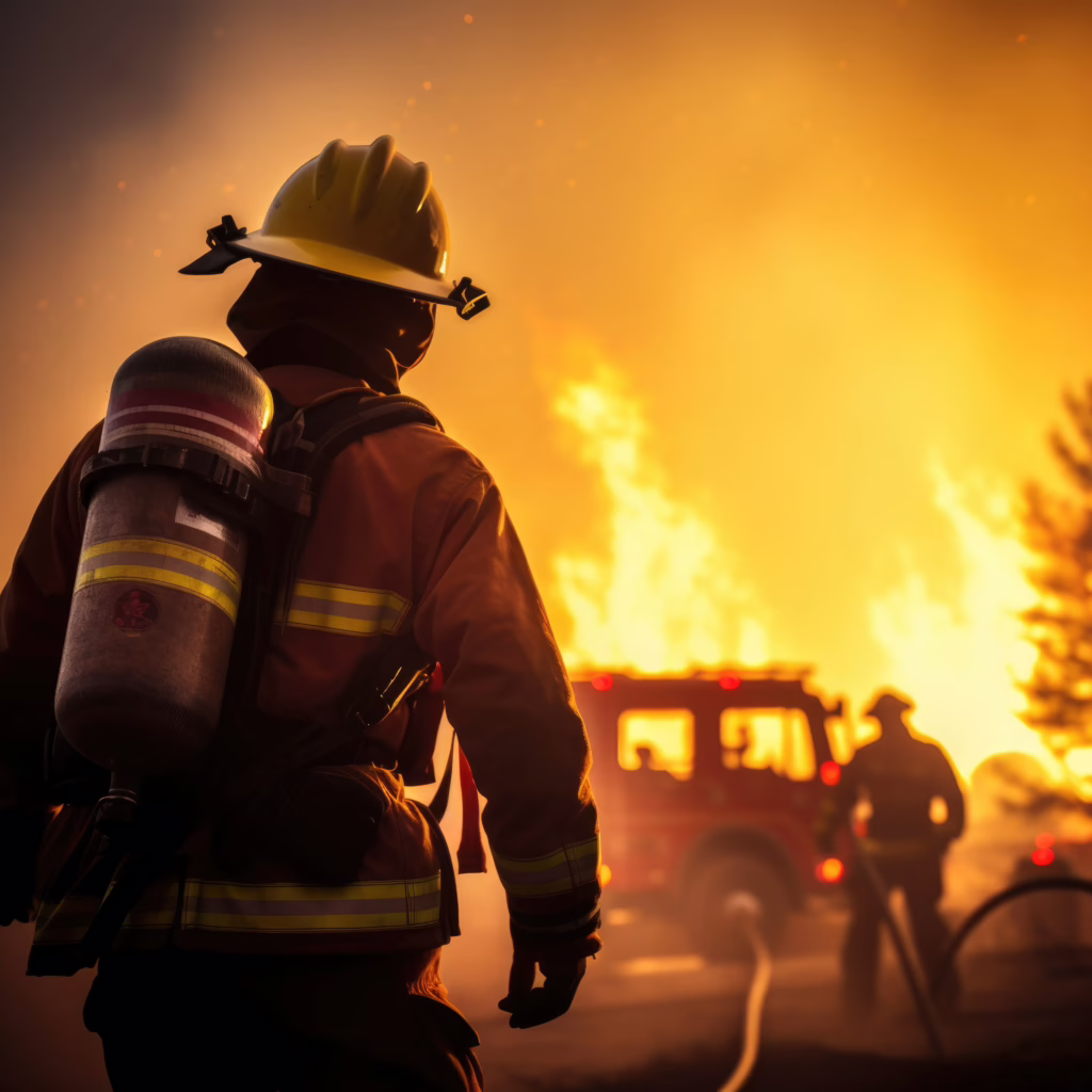 Rayven Security Protection fire watch security team member on duty at night, ready to respond quickly and stop fires before they spread.
